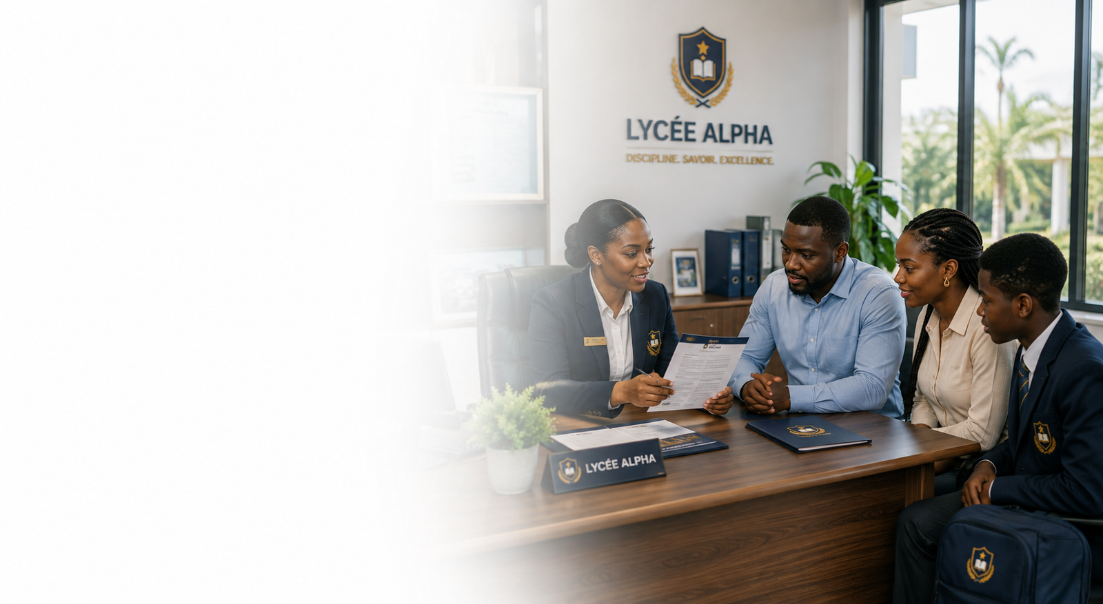 Élèves du Lycée Alpha consultant un document officiel
