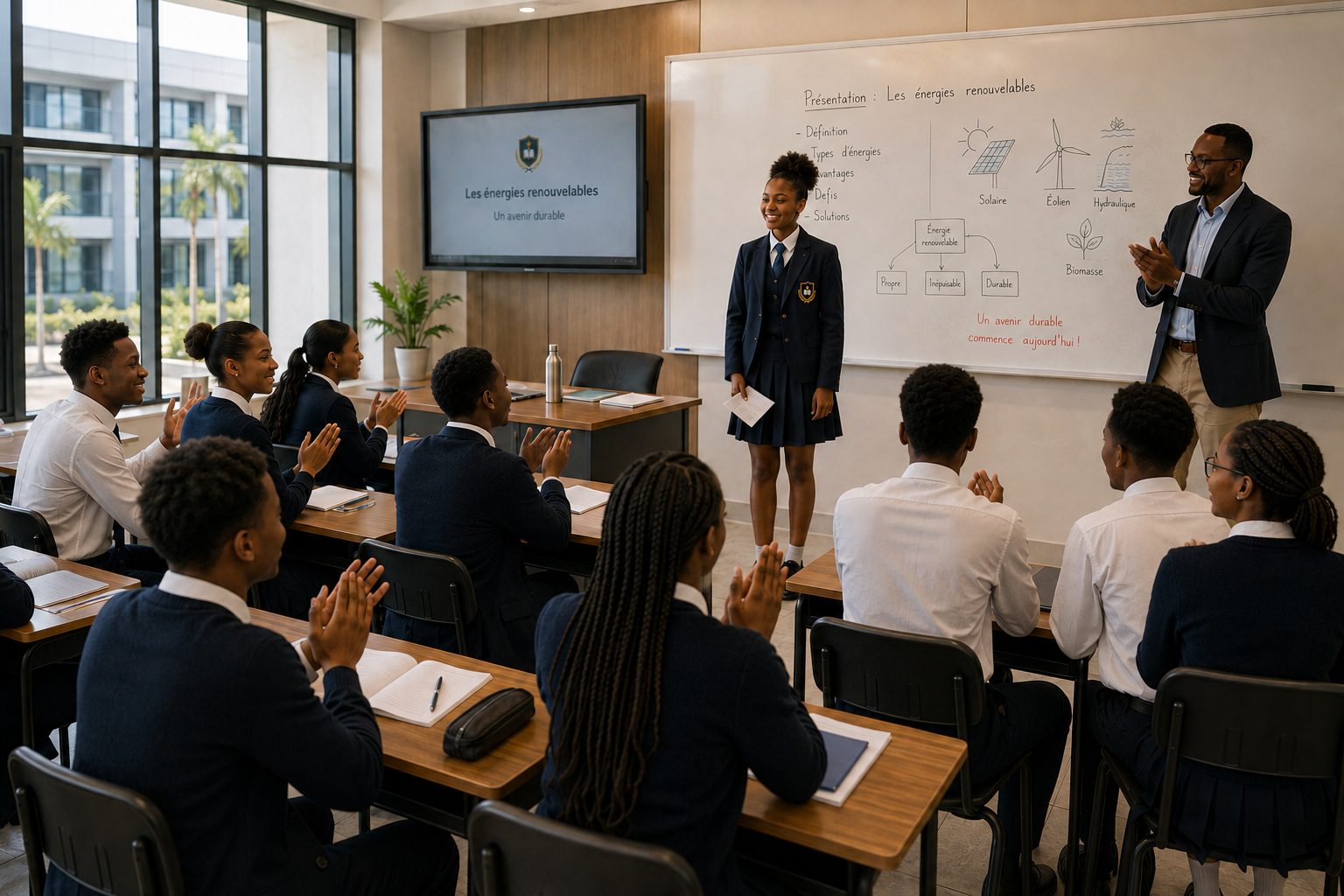 Élève du Lycée Alpha applaudi lors d’une présentation